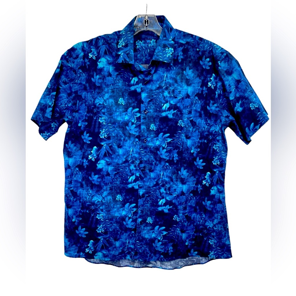 Bertigo Men's Sz XL Blue Floral Cotton Hawaiian Button‎ Up Shirt (K25) NW/OTs